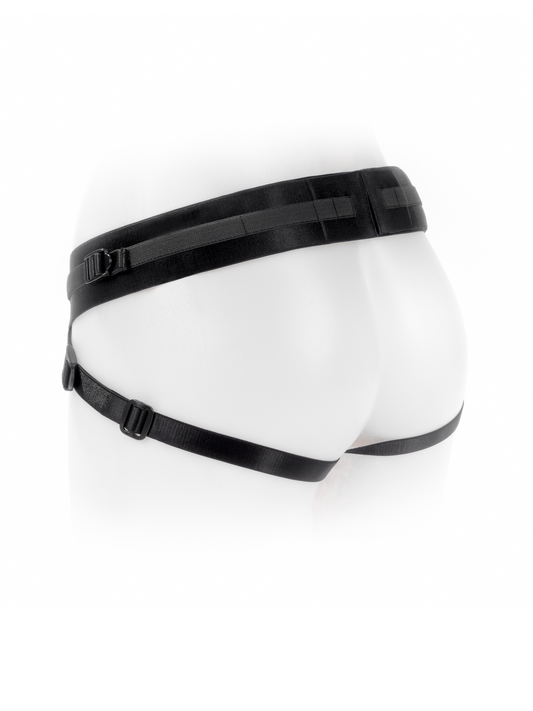 MySpare Harness in black with velcro adjustable straps from back