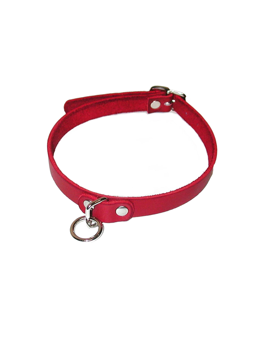 Stockroom Leather Choker Collar in Red