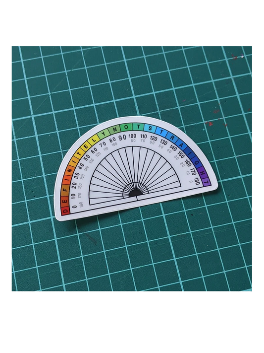 Definitely not Straight Protractor Sticker on Grid