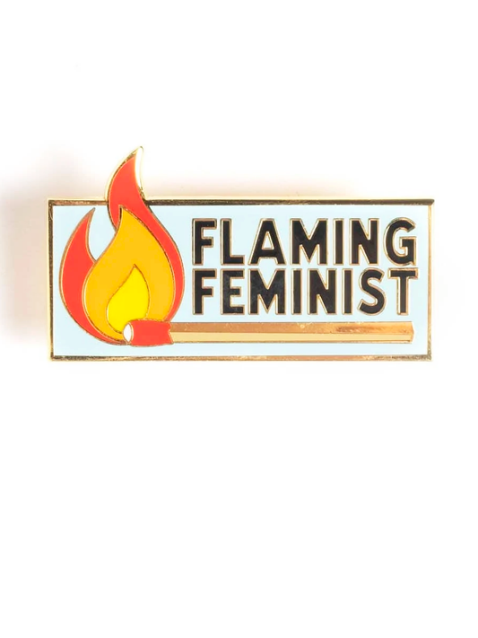 Flaming Feminist Pin