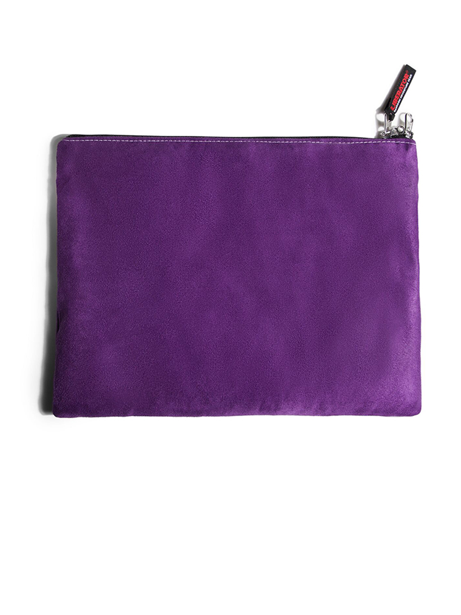 Liberator Zappa Pouch in purple, zipped up from front on white background