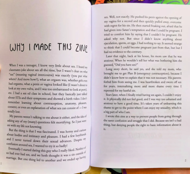 What I Would Tell My Teenage Self About Sex Zine