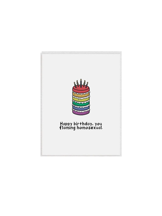 Happy Birthday Flaming Homosexual Greeting Card