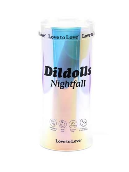 LoveToLove Nightfall Silicone Dildo in packaging