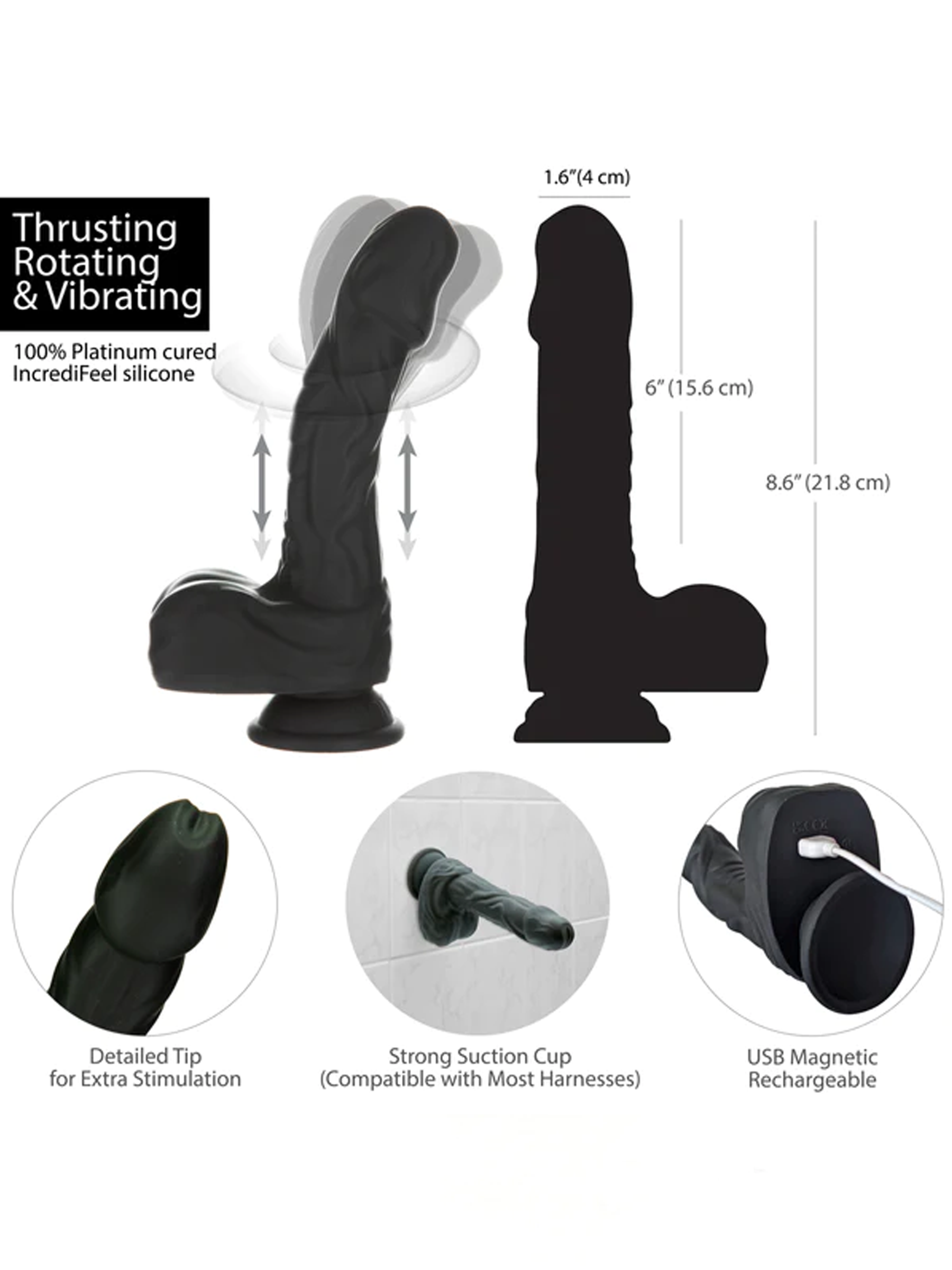Naked Addiction Thrusting Dildo specs