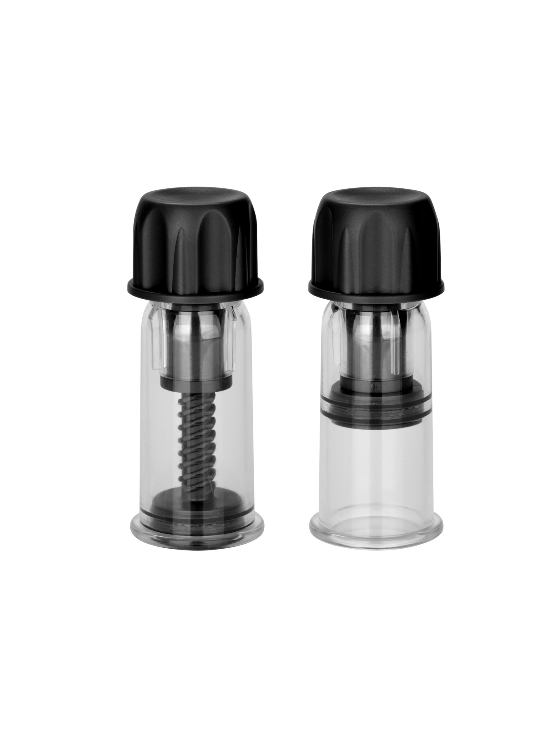 Nipple Play Vacuum Twist Suckers in Black with clear cylindrrs