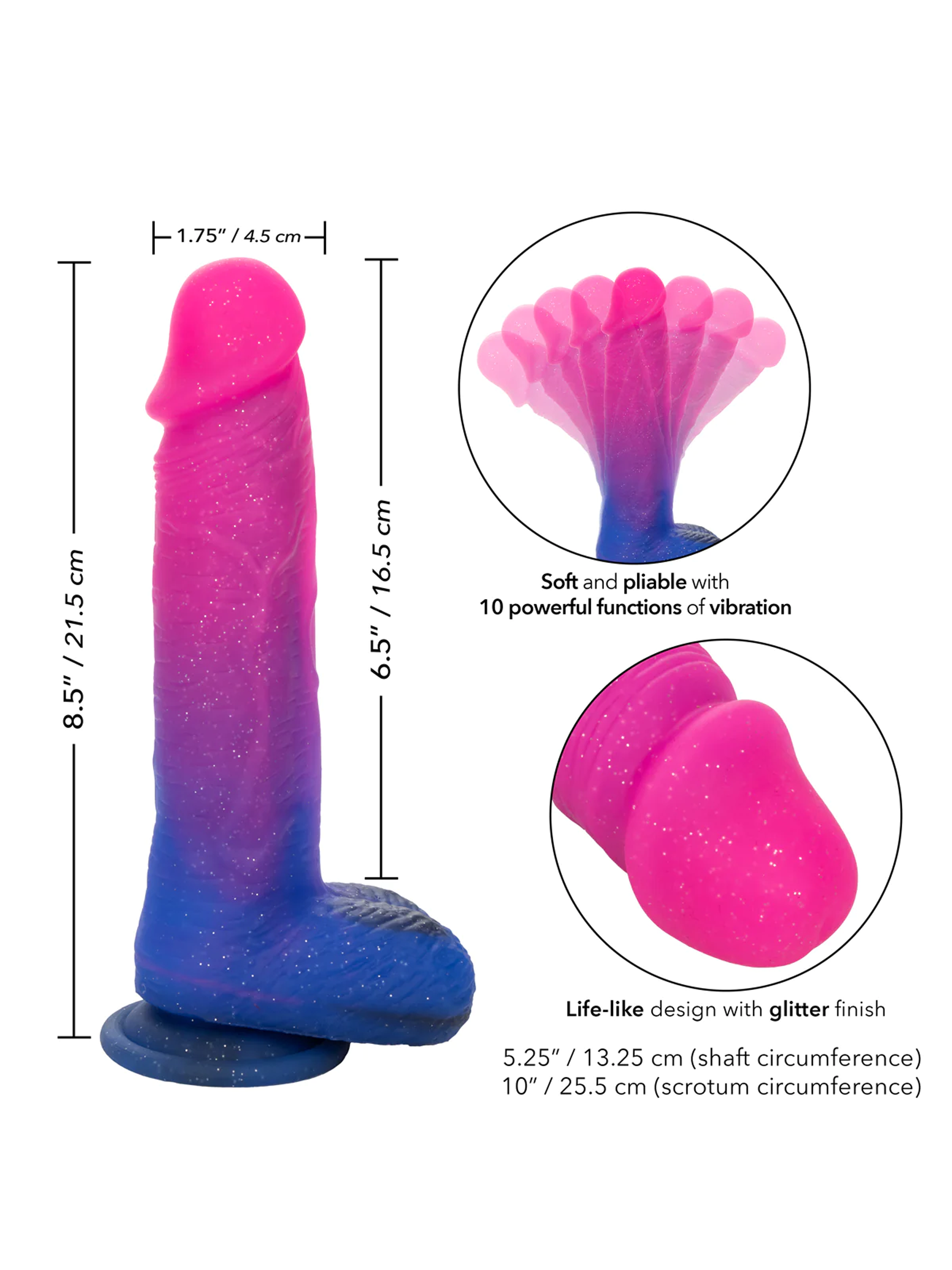 Ombre Cosmic Posable Vibrating Dildo - Come As You Are Ombre Cosmic Posable Vibrating Dildo - Come As You Are