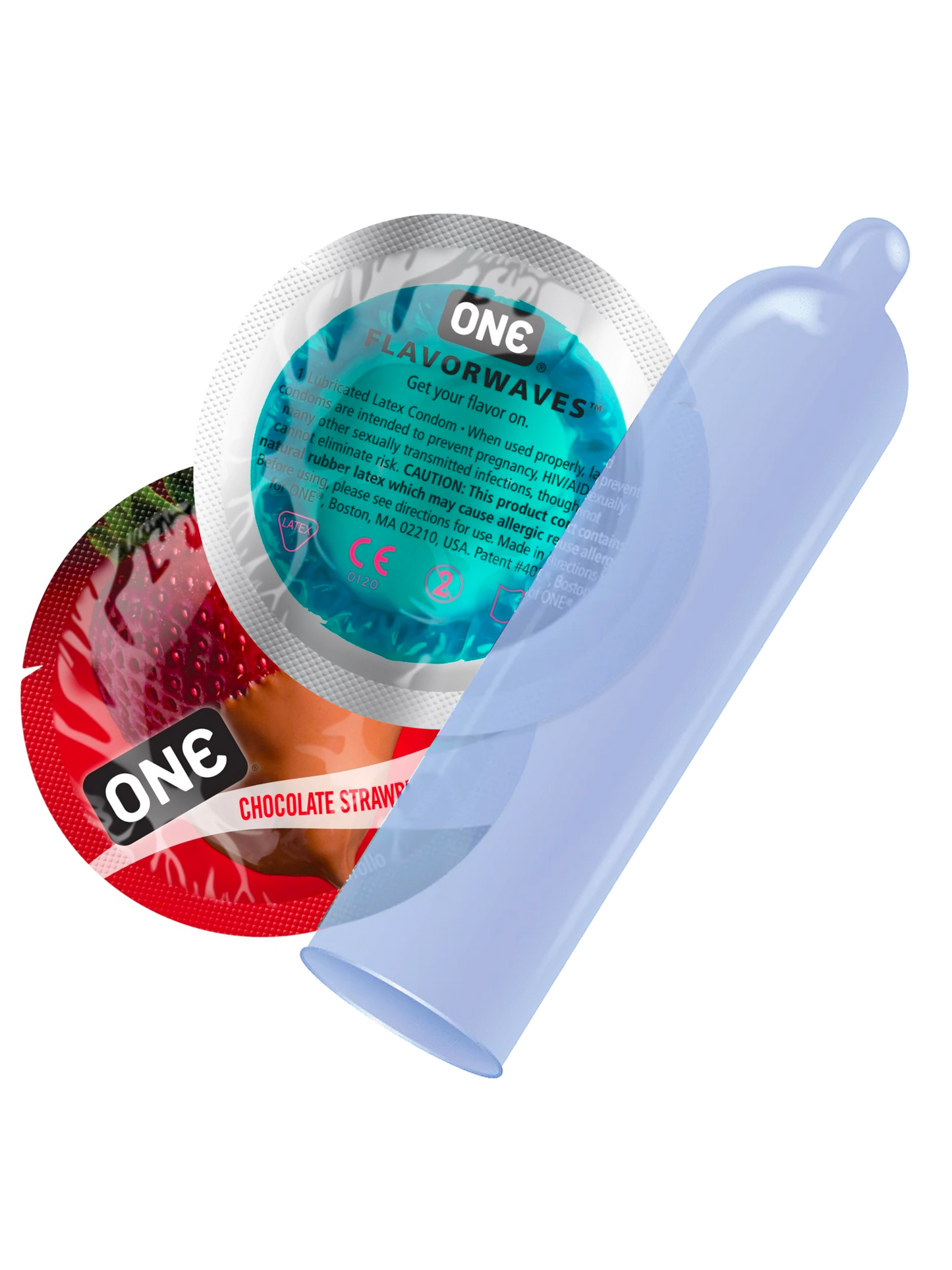 One FlavourWaves Chocolate Strawberry Condom detail