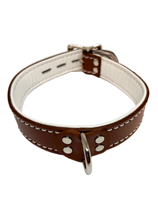 6Whips Lined Dee Ring Collar in Brown