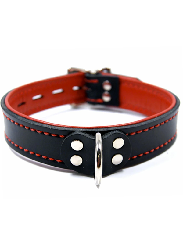 6Whips Lined Dee Ring Collar Red - Come As You Are