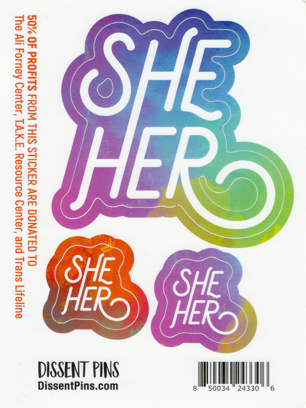 She Representative Sticker They/Them Pronoun Sticker Sheet - Come As You Are Co-operative