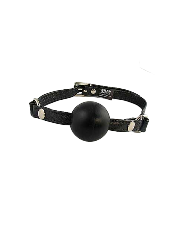 Aslan Leather Silicone Ball Gag Black - Come As You Are