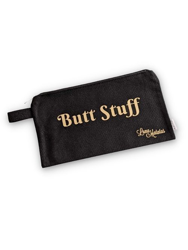 Luna Matatas Toy Bag: Butt Stuff - Black bag, gold writing