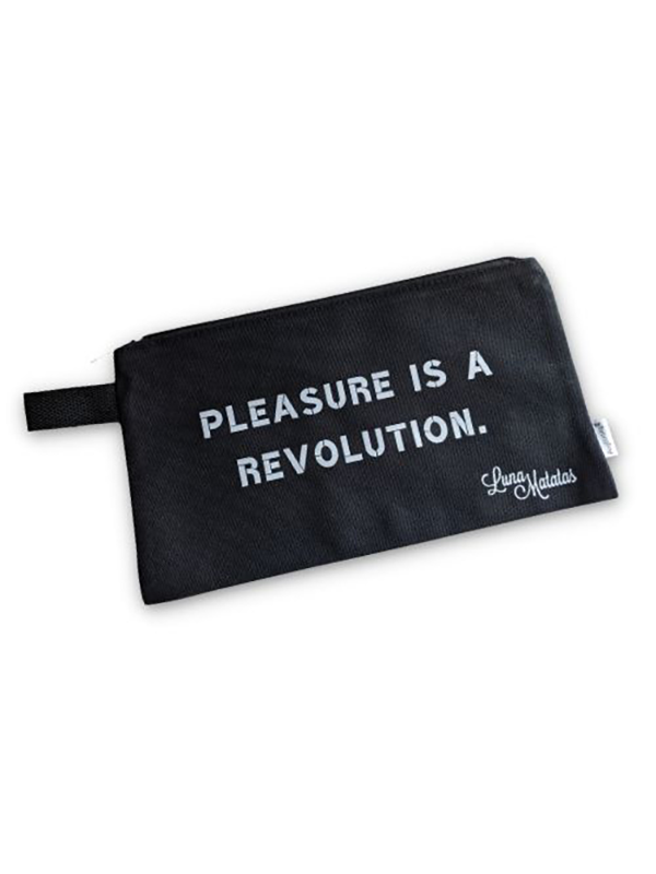Luna Matatas Toy Bag: Pleasure is a Revolution - Black bag, white writing