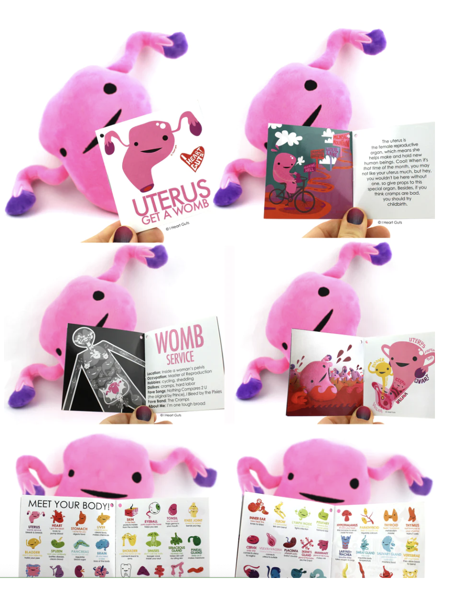 I Heart Guts Uterus Plush info cards
