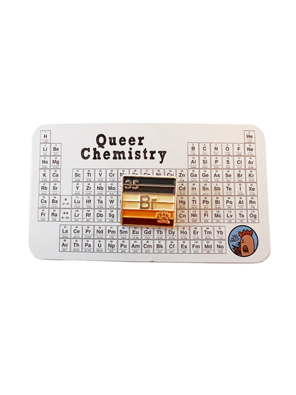 Queer Chemistry Bear Pin on Card