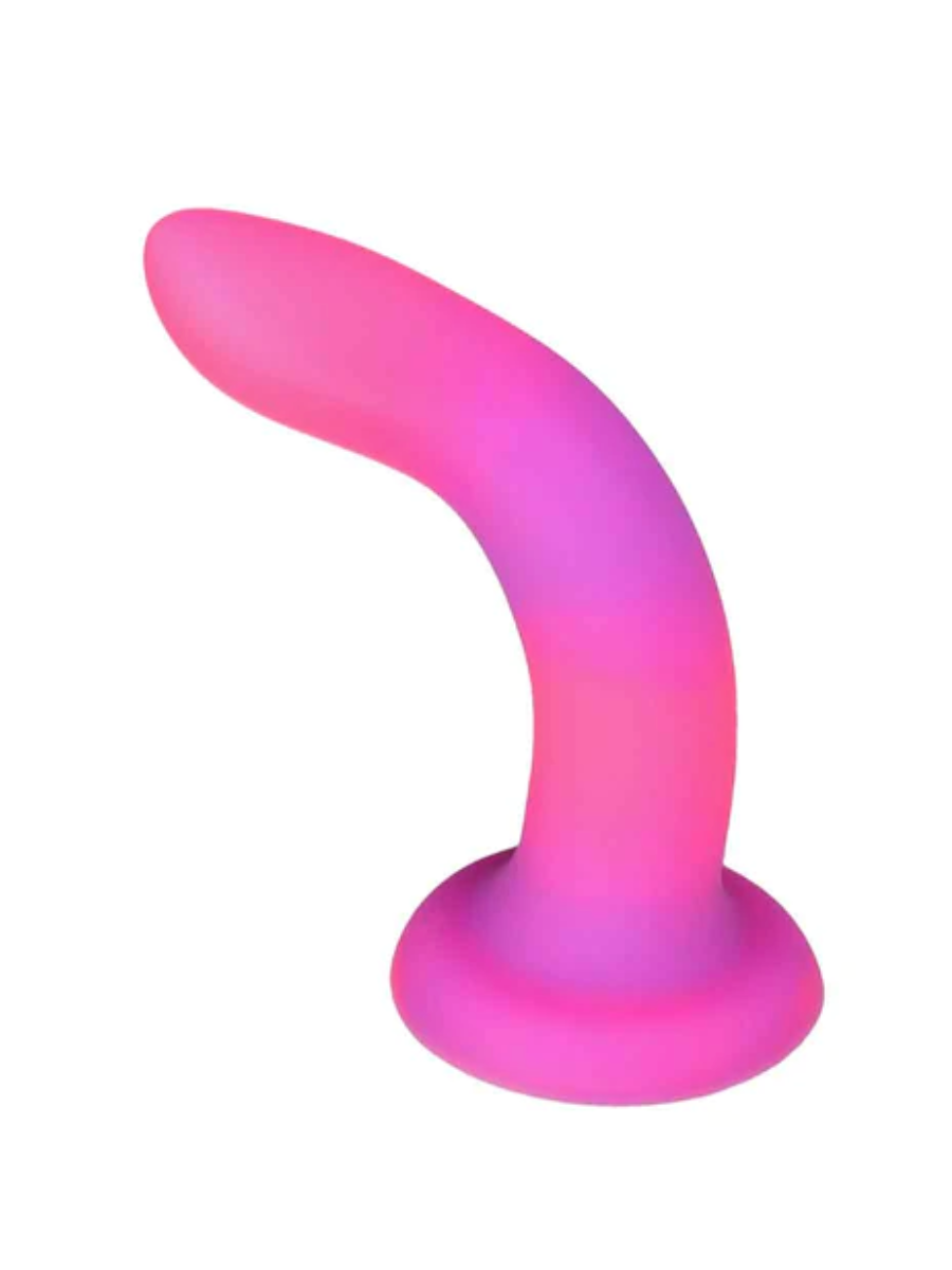 Pink Curved Glow-in-the-Dark Dildo