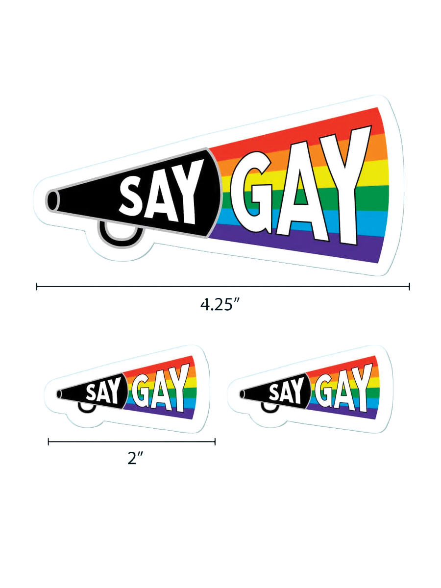 Say Gay Sticker Sheet with Specs
