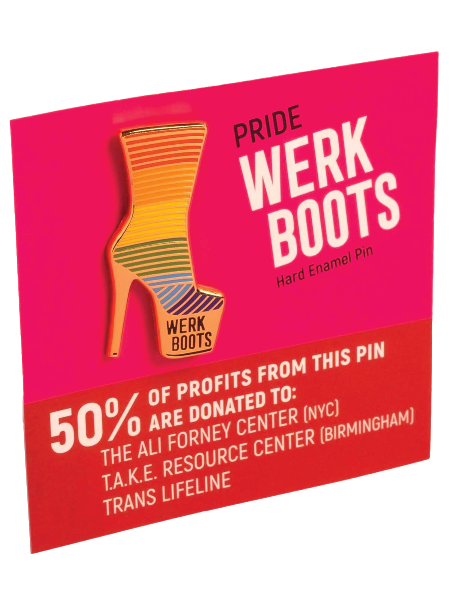 Werk Boots Pride Pin in Packaging