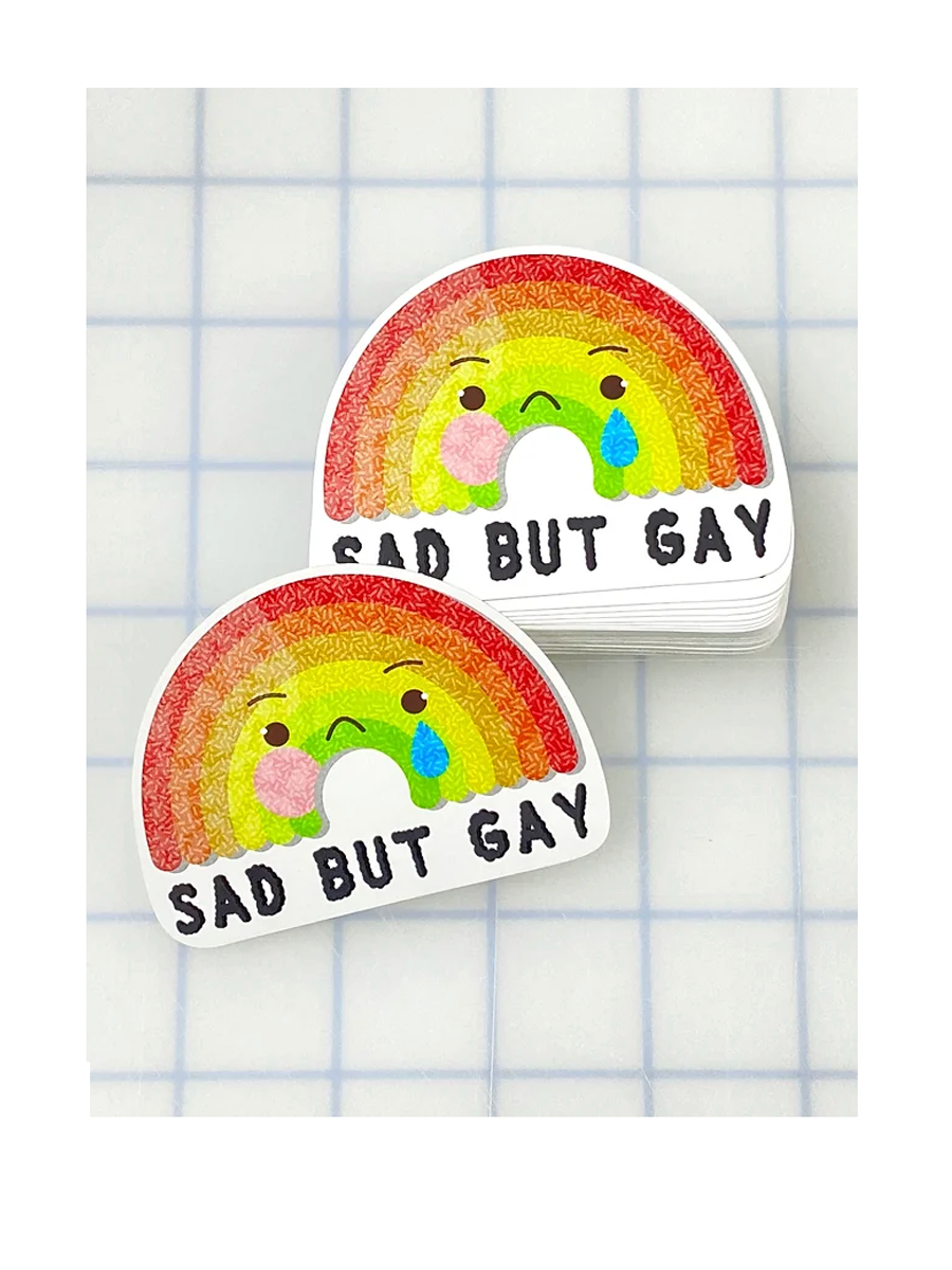 Sad But Gay Sticker on Grid