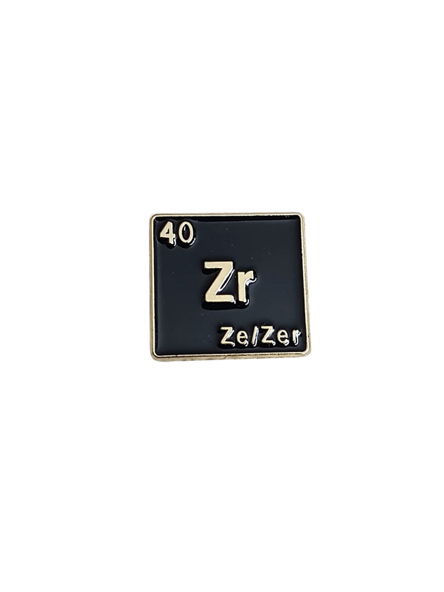 Queer Chemistry Ze/Zer Pronoun Pin Detail